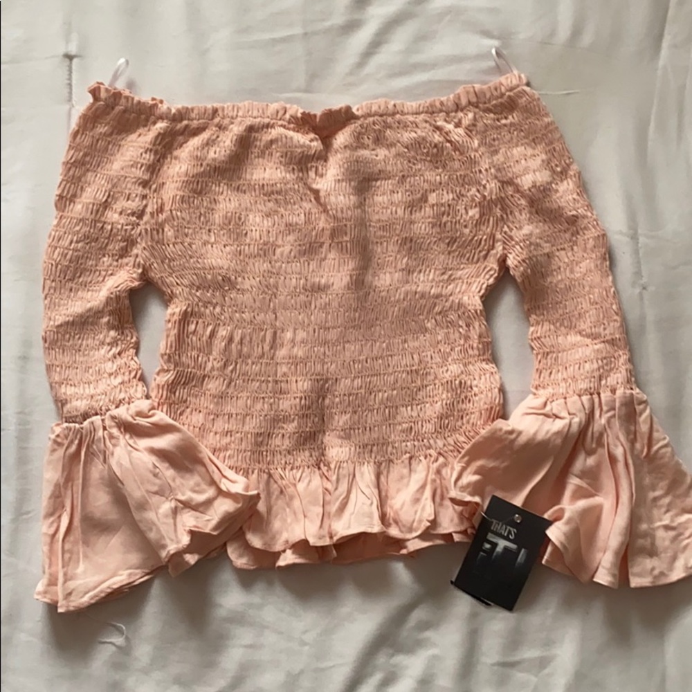 Ruffled “That’s It!” pink/cream shirt